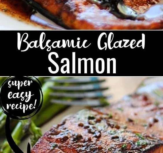 Delicious Balsamic Glazed Salmon on a plate with fresh herbs and vegetables