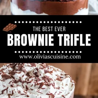 Delicious Brownie Trifle with layers of brownies and cream