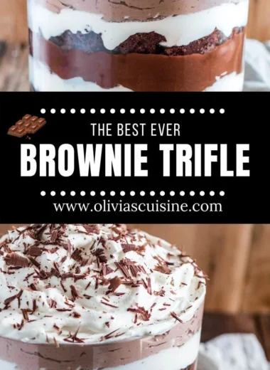 Delicious Brownie Trifle with layers of brownies and cream