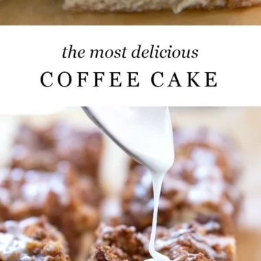 Delicious homemade coffee cake topped with a crumbly streusel.