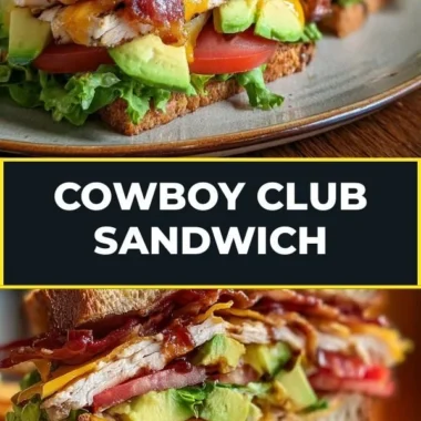 A delicious Cowboy Club Sandwich stacked with layers of meats, cheese, and fresh vegetables.