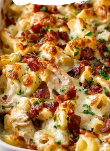 A delicious serving of Crazy Good Casserole with layers of flavor.