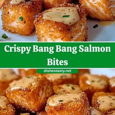 Crispy Bang Bang Salmon bites on a plate garnished with herbs