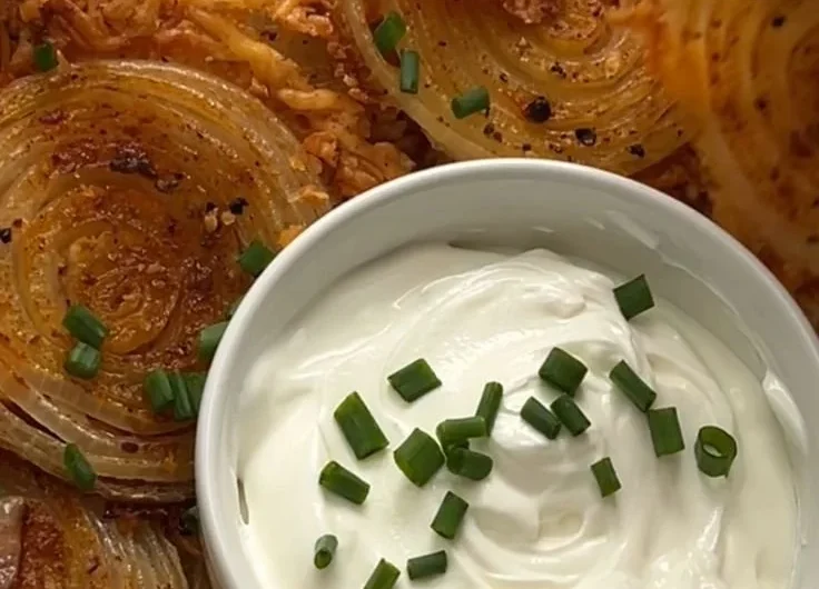 Crispy onion ring chips in a bowl, a tasty snack option