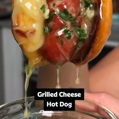 Garlic butter grilled cheese hot dogs with melted cheese and crispy bread