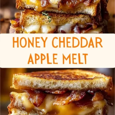 Hot Honey Apple Cheddar Beef Bacon Grilled Cheese sandwich with crispy bacon