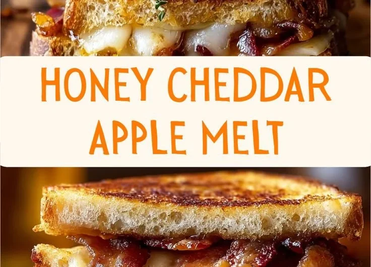 Hot Honey Apple Cheddar Beef Bacon Grilled Cheese sandwich with crispy bacon