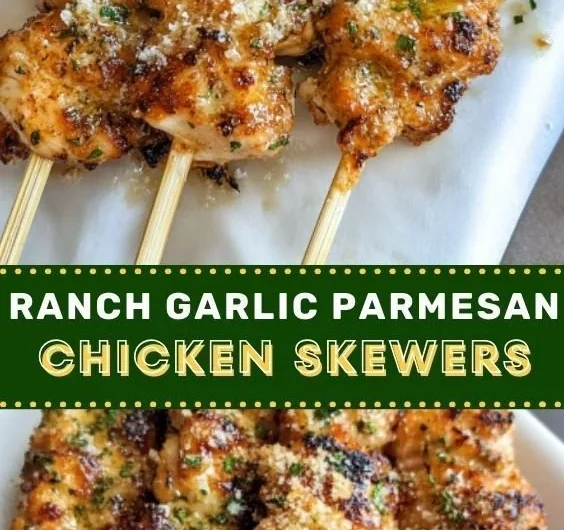 Delicious Ranch Garlic Parmesan Chicken skewers grilled to perfection