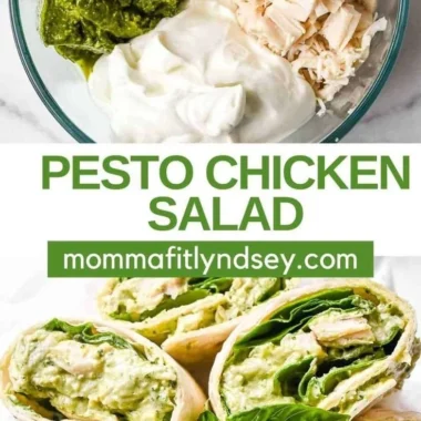 Simple Pesto Chicken Salad made with 3 ingredients