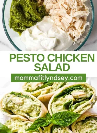 Simple Pesto Chicken Salad made with 3 ingredients