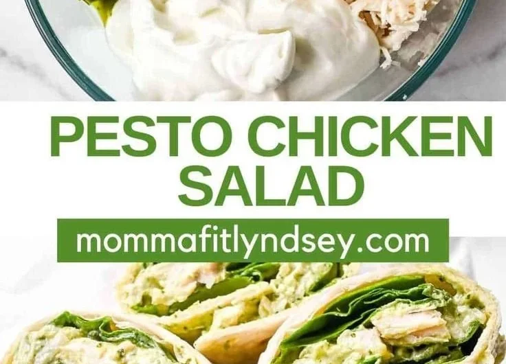 Simple Pesto Chicken Salad made with 3 ingredients