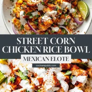 Delicious Street Corn Chicken Rice Bowl with vibrant toppings and spices