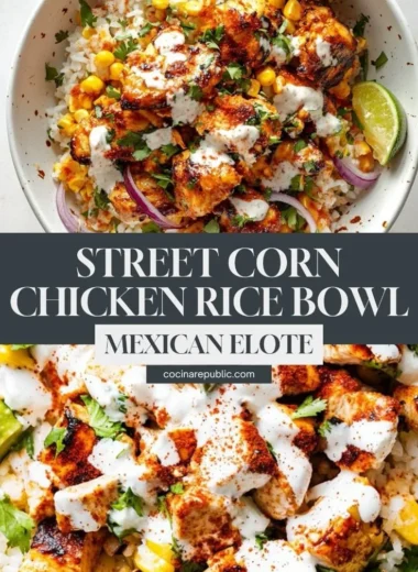 Delicious Street Corn Chicken Rice Bowl with vibrant toppings and spices
