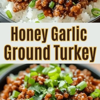 Honey garlic ground turkey dish garnished and ready to serve.