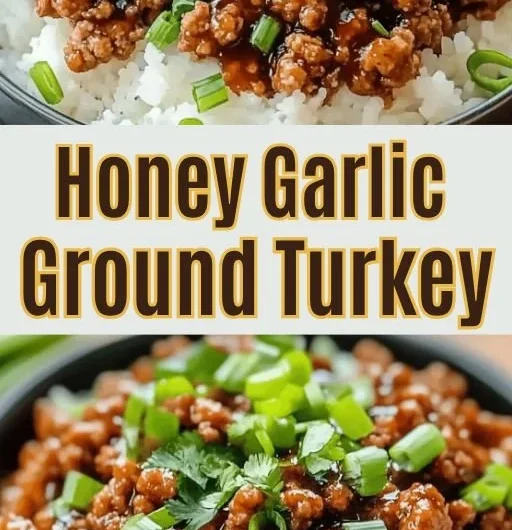 Honey garlic ground turkey dish garnished and ready to serve.