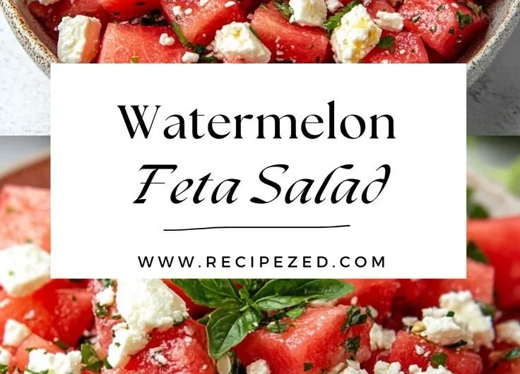 Delicious Watermelon Feta Salad with fresh mint and lime dressing