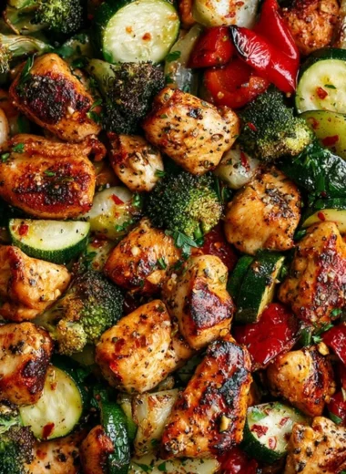 Air fryer chicken and mixed vegetables served on a plate