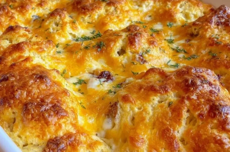 Delicious Chicken Bubble Biscuit Bake with flaky biscuits and tender chicken