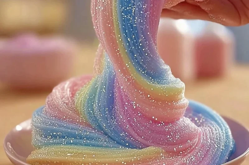 Colorful bubble dough made with cornstarch and dish soap for fun activities.