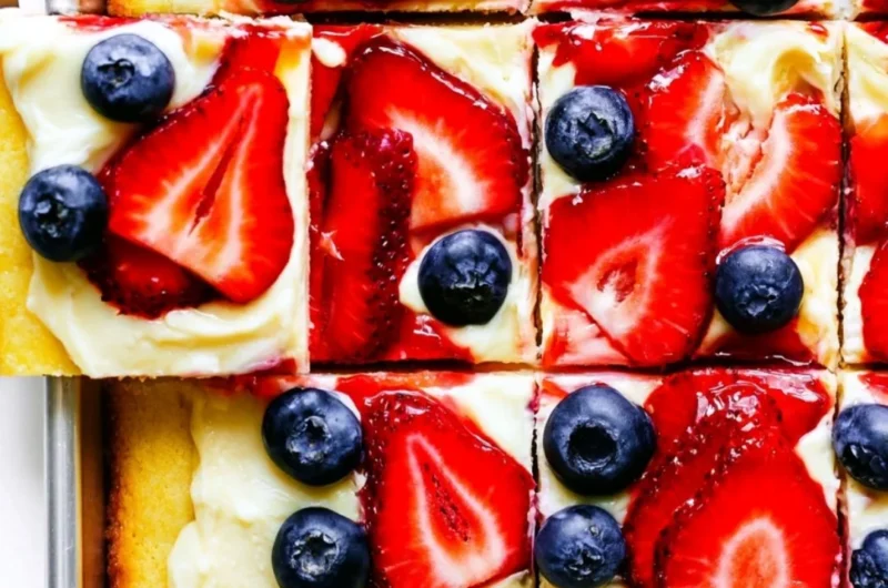 Homemade easy fruit pizza topped with colorful fresh fruits