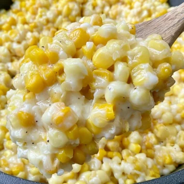 Honey butter corn skillet dish garnished with herbs