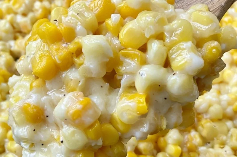Honey butter corn skillet dish garnished with herbs