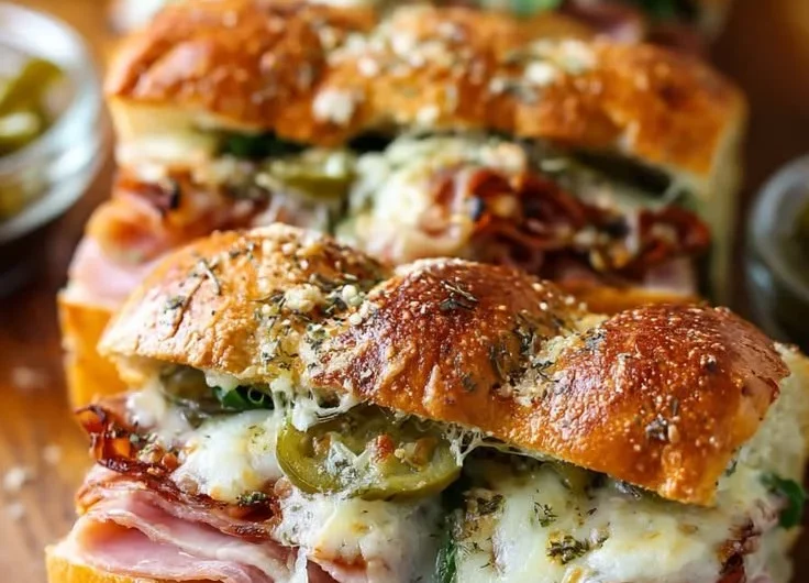 Delicious hot roll sandwiches with various fillings served on a plate