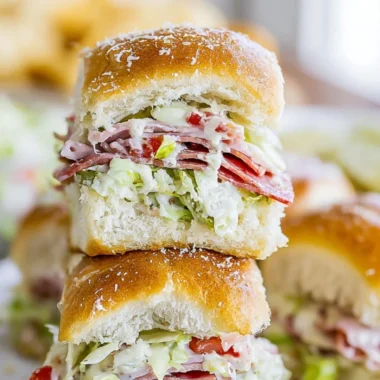 Delicious Italian Grinder Sliders served on a platter.