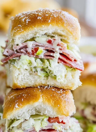 Delicious Italian Grinder Sliders served on a platter.