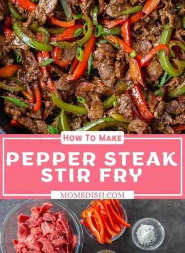 Delicious homemade pepper steak stir fry with tender beef and vegetables.