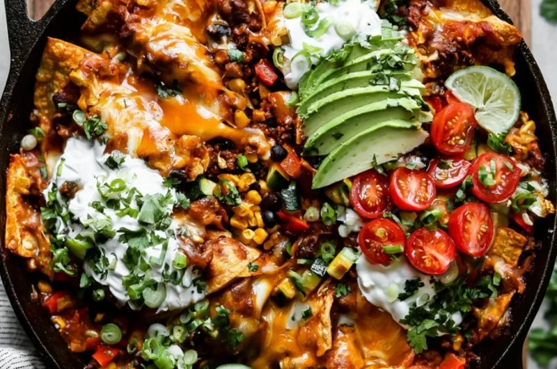 Delicious one-pan enchiladas fresh out of the oven, ready to serve.