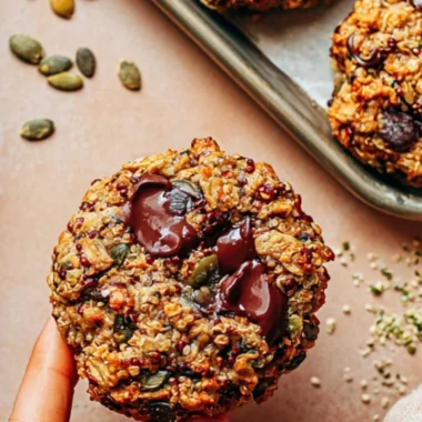 Healthy quinoa breakfast cookies with nuts and dried fruit