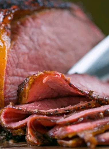 Delicious smoked roast beef served with sides