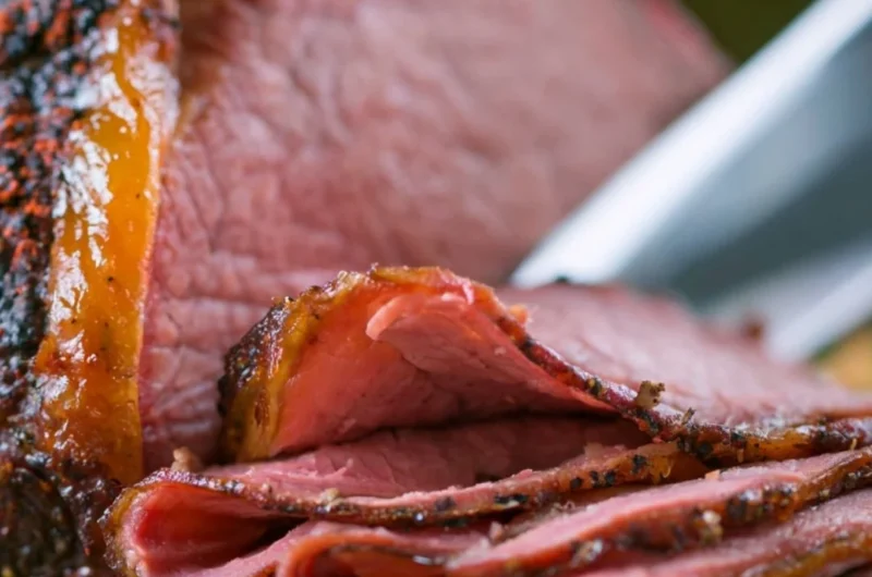 Delicious smoked roast beef served with sides
