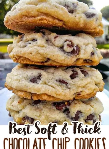 Delicious soft-batch chocolate chip cookies on a plate