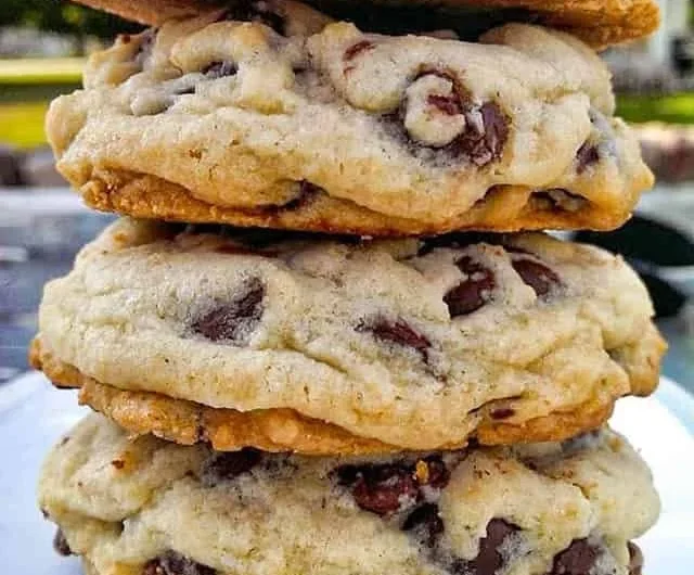 Delicious soft-batch chocolate chip cookies on a plate