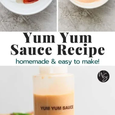 Homemade Yum Yum Sauce in a bowl, perfect for dipping and drizzling over dishes.
