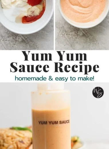 Homemade Yum Yum Sauce in a bowl, perfect for dipping and drizzling over dishes.