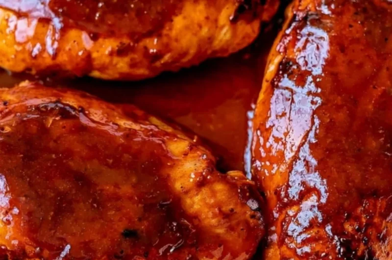 30 Minute BBQ Baked Chicken Breasts on a serving plate