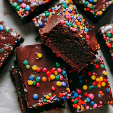Delicious homemade Copycat Cosmic Brownies with chocolate and sprinkles