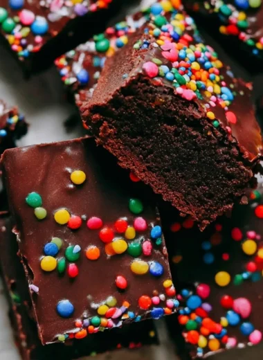 Delicious homemade Copycat Cosmic Brownies with chocolate and sprinkles