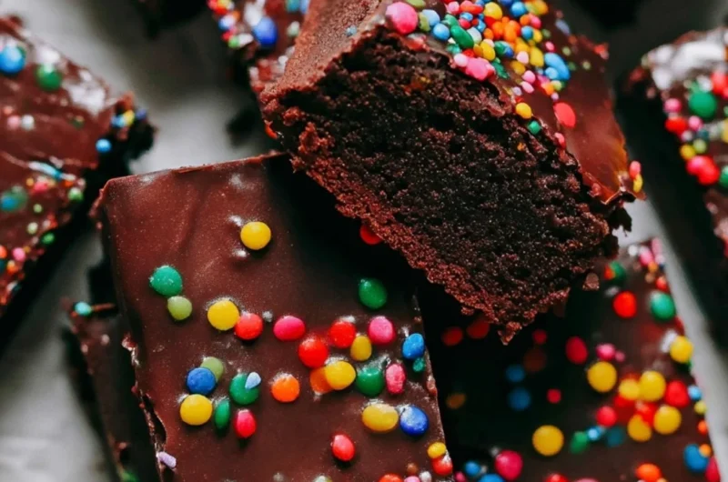 Delicious homemade Copycat Cosmic Brownies with chocolate and sprinkles