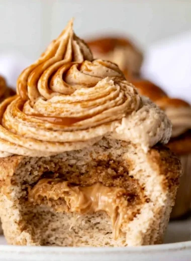 Delicious homemade dulce de leche cupcakes topped with creamy frosting