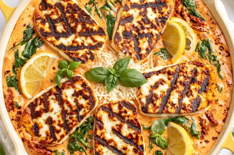 Cozy Marry Me Halloumi dish with melted cheese and fragrant herbs