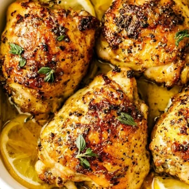 Delicious Lemon Chicken served with herbs and lemon slices