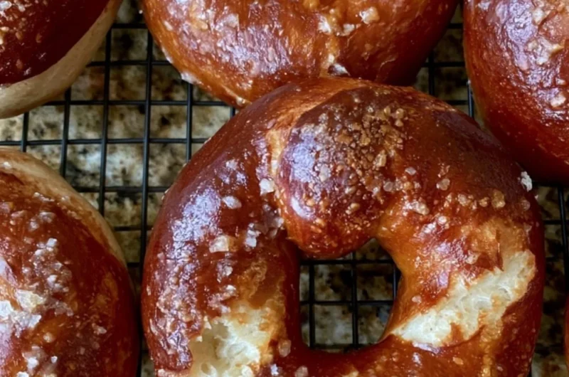 Delicious Pretzel Sourdough High-Protein Bagels with an appetizing golden crust